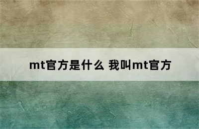 mt官方是什么 我叫mt官方